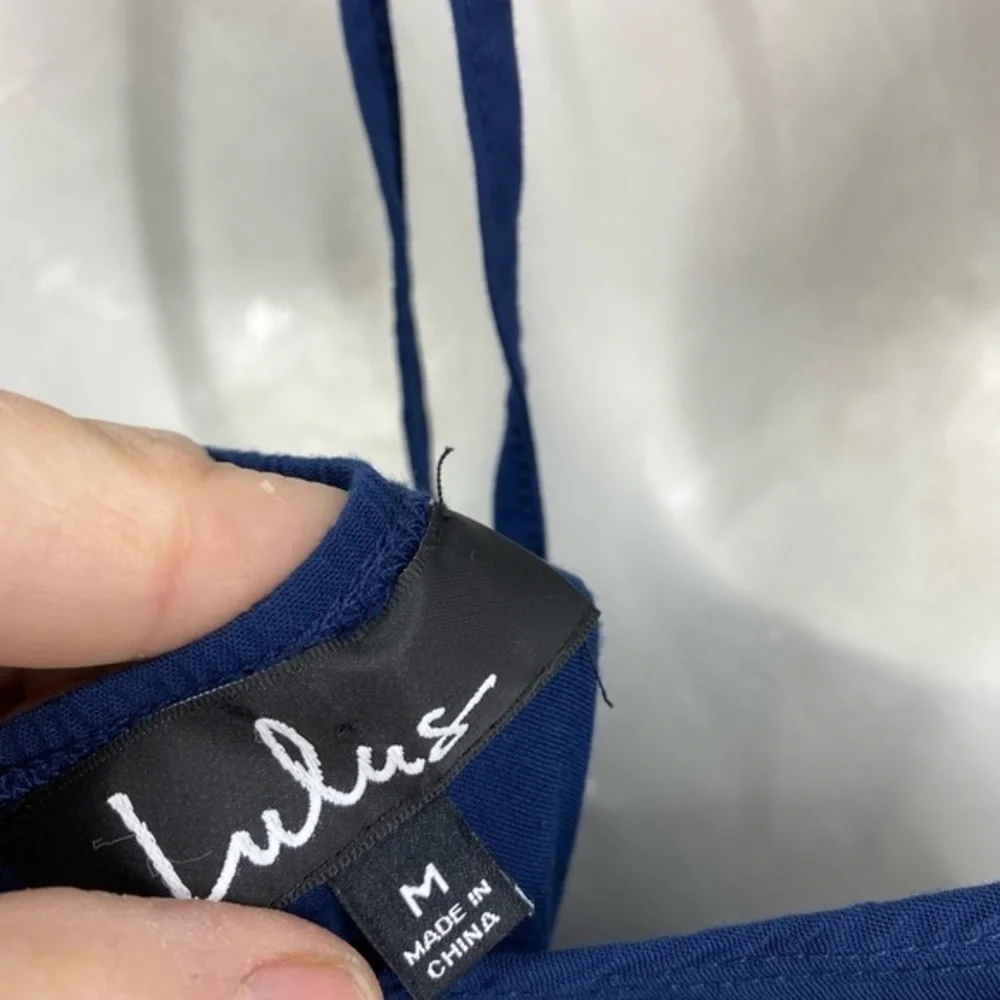 Lulus Learning to Fly Navy Blue Halter Jumpsuit M
